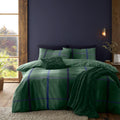 Catherine Lansfield Brushed Melrose Tweed Cotton Reversible King Duvet Cover Set with Pillowcases Green