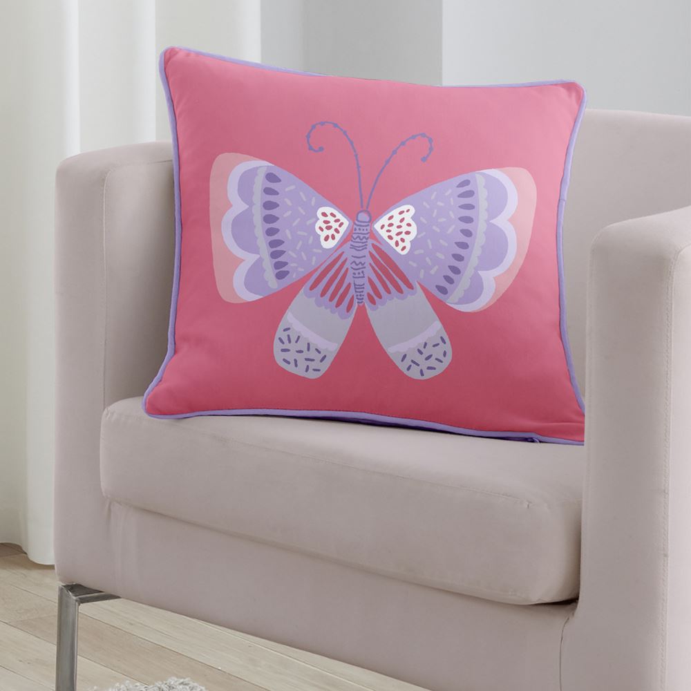 Bedlam Flutterby Butterfly Print Piped Edge Cushion Cover