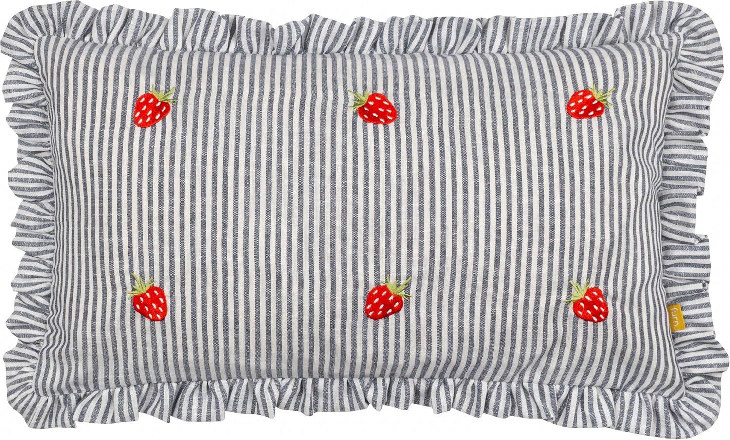 Furn Les Fruites Pinstripe Ruffle Frilled Edge Cushion Cover