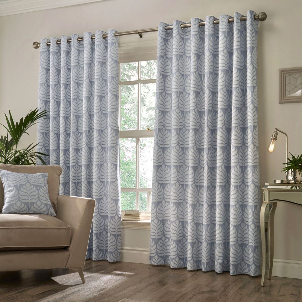 Paoletti Horto Jacquard Botanical Lined Eyelet Curtains