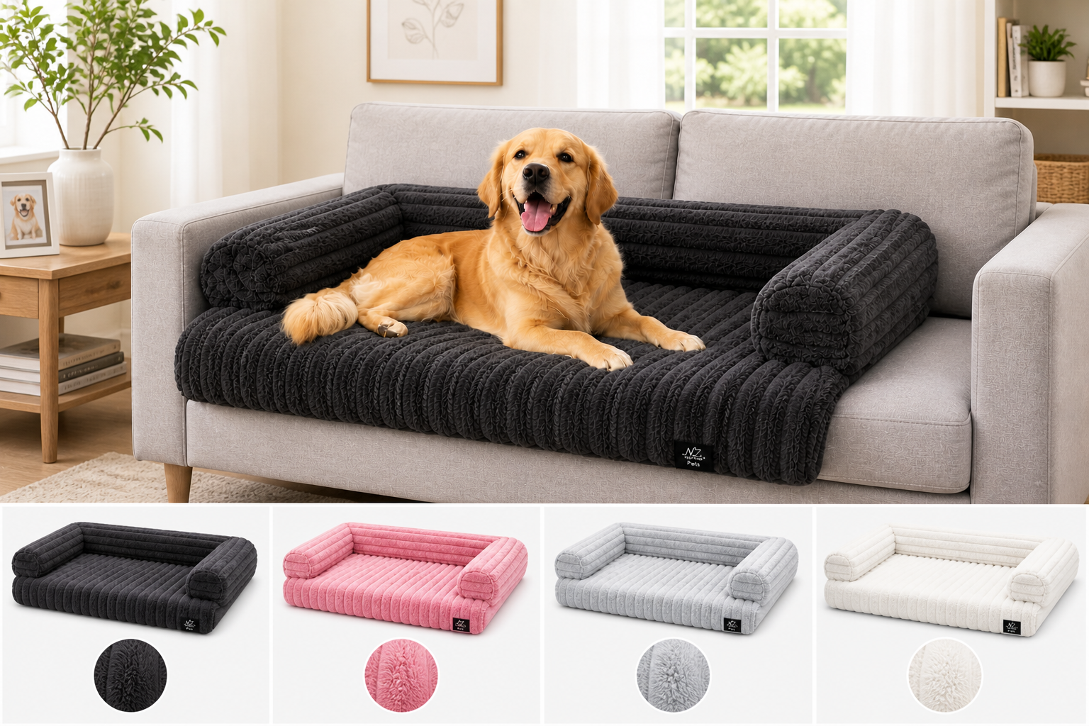 Night Zone Super Soft Plush Cord Sofa Pet Bed
