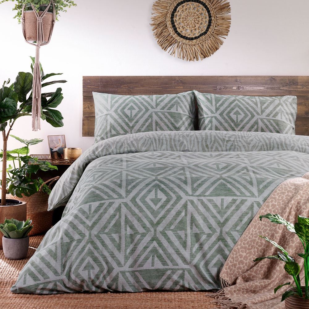 Furn Tanza Geometric Animal Print Reversible Duvet Cover Set