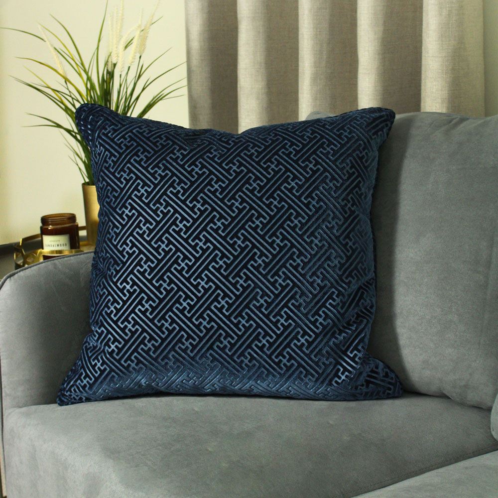 Paoletti Florence Embossed Luxe Velvet Piped Cushion Cover