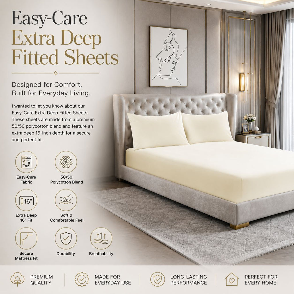 Night Zone Easy-care extra deep fitted sheets