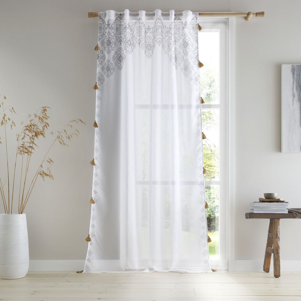 Pineapple Elephant Ariana Tasselled Tab Top Curtain Panel