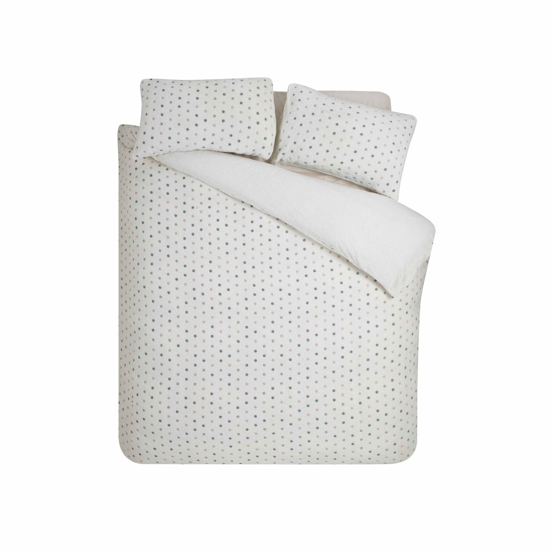 Catherine Lansfield Cosy Spot Embroidered Fleece Duvet Cover Set