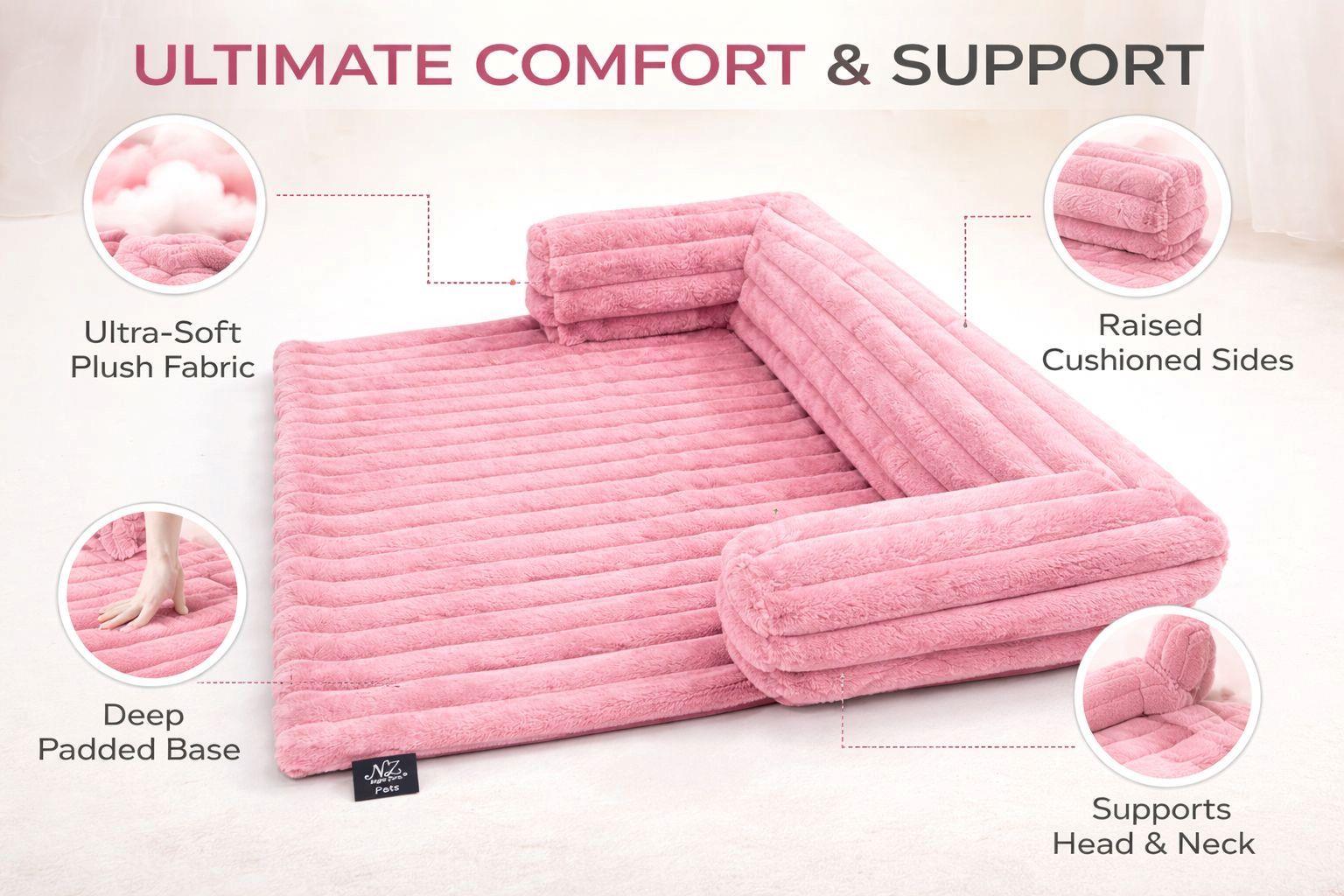 Night Zone Super Soft Plush Cord Sofa Pet Bed