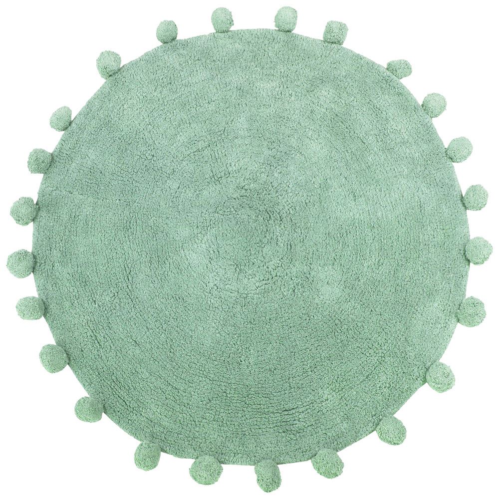 Furn Circle Pom Pom Fringed 100% Cotton Bath Mat