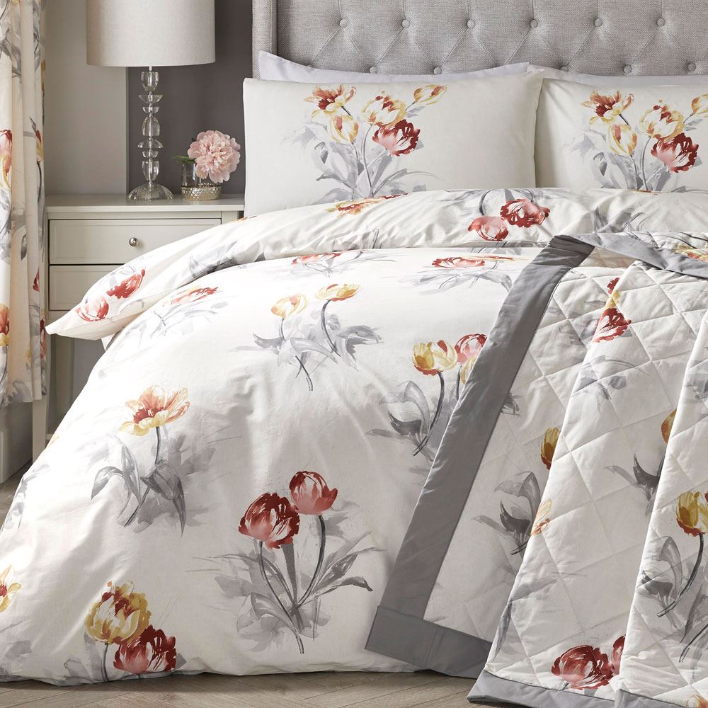 Dreams & Drapes Macy Floral Print Easy Care Reversible Duvet Cover Set