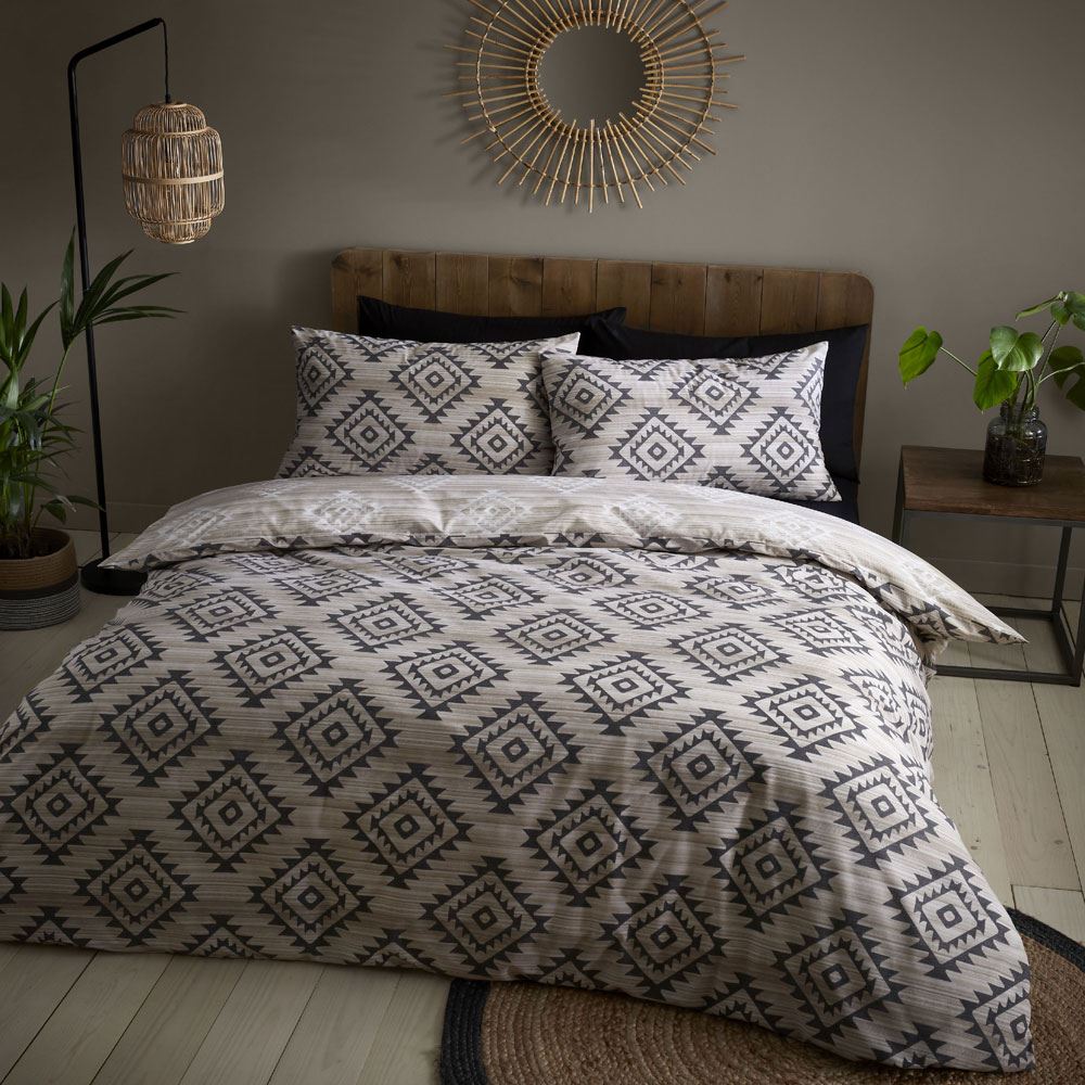Catherine Lansfield Aztec Geo Print Easy Care Reversible Duvet Cover Set