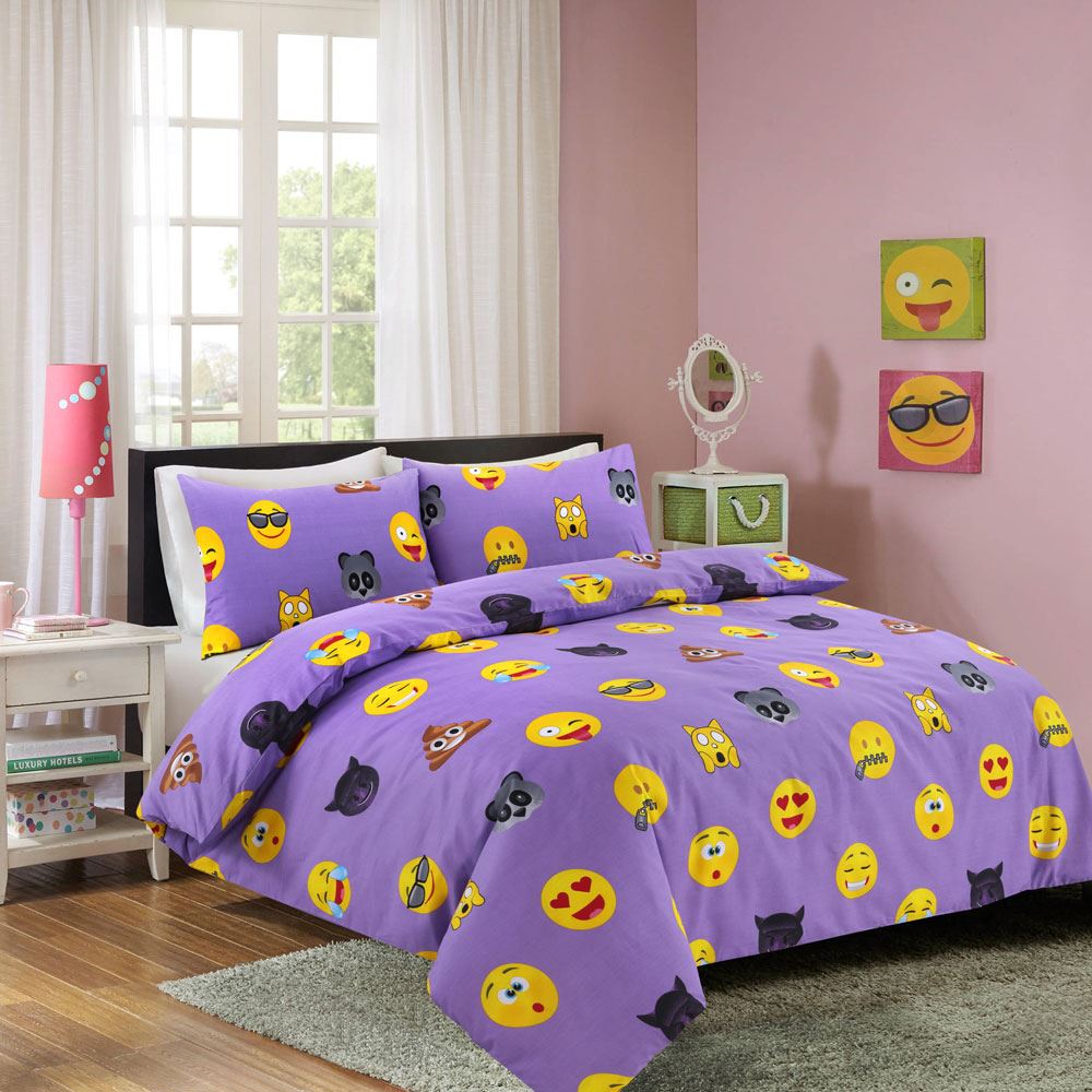 Night Zone Emoji Icons Reversible Duvet Cover Set