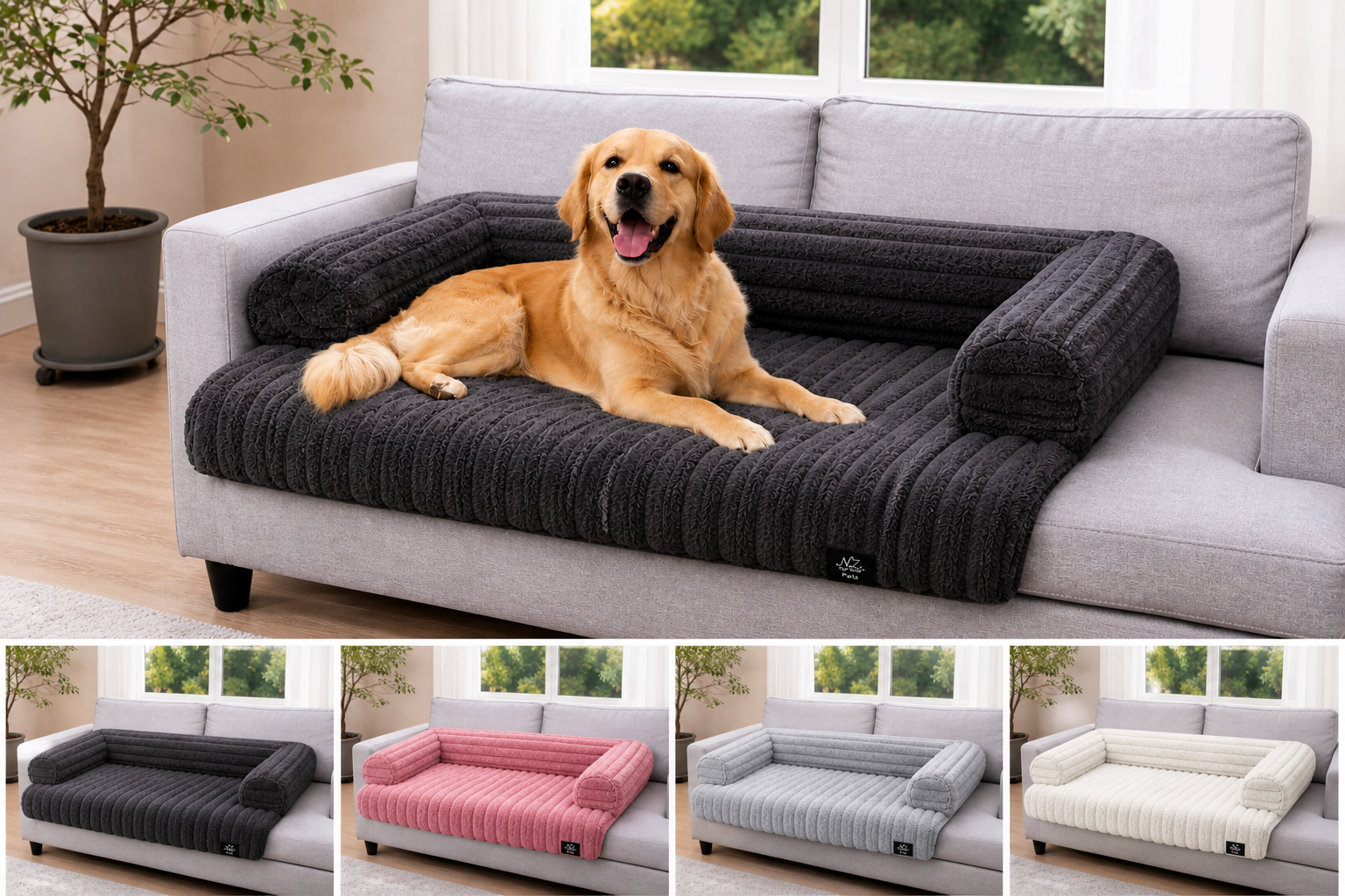 Night Zone Super Soft Plush Cord Sofa Pet Bed