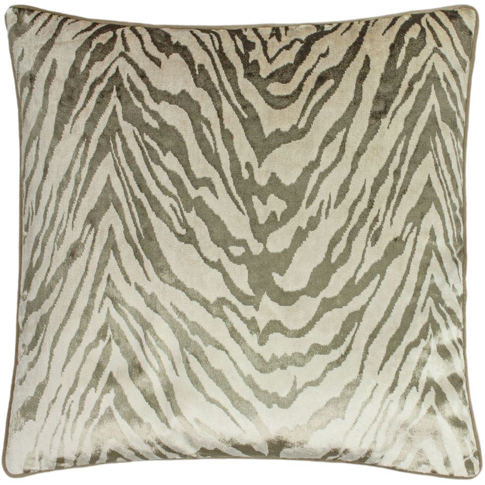 Paoletti Tigris Tiger Print Velvet Piped Edge Cushion Cover