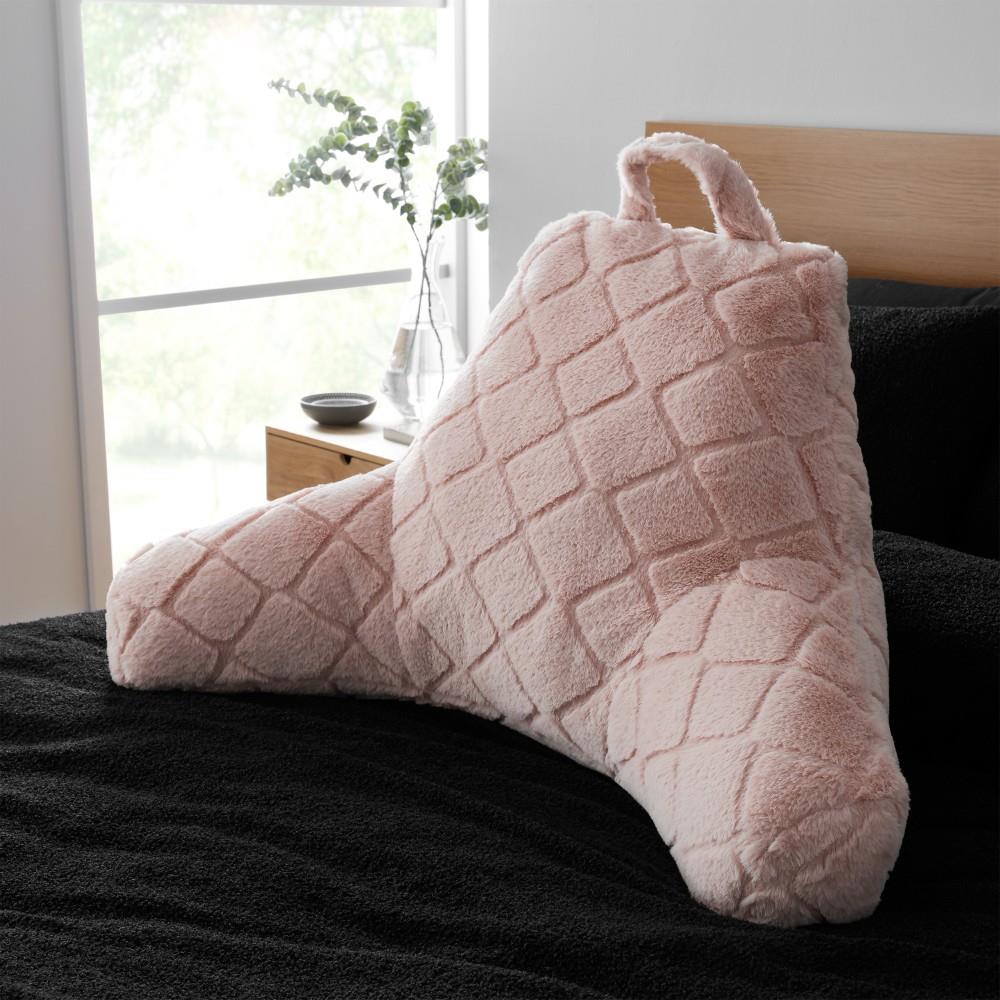 Catherine Lansfield Cosy Diamond Faux Fur High Back Cuddle Cushion Back Rest