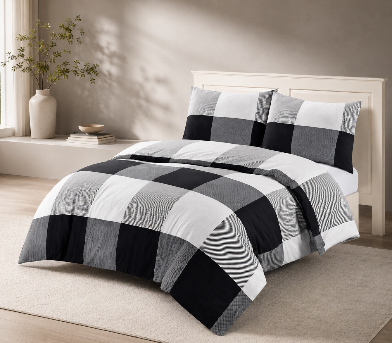 Night Zone Larry Large Check Easy Care Duvet Cover Set