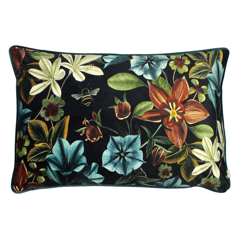 Evans Lichfield Midnight Garden Aquilegia Piped Edge Cushion Cover