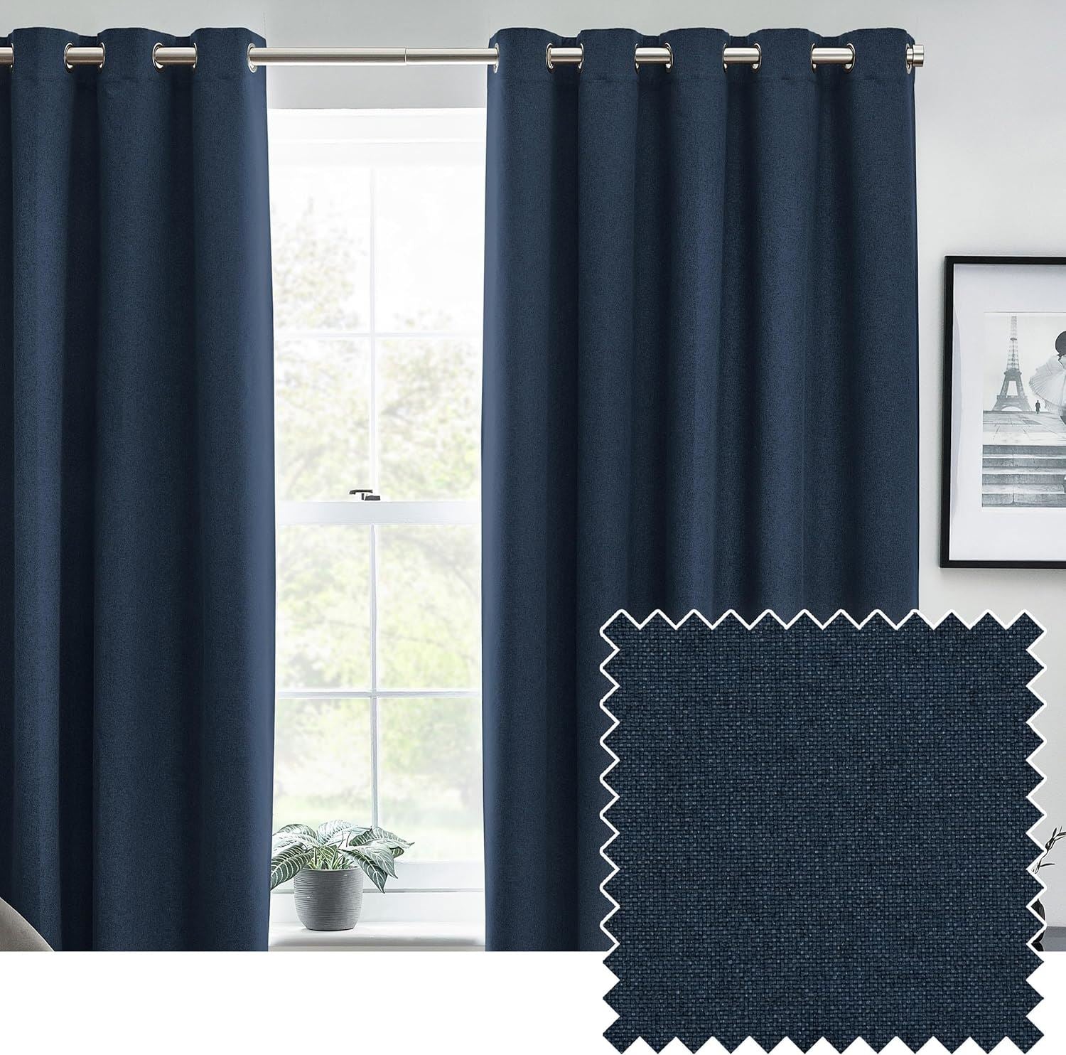 Furn Dawn Plain Thermal Blackout Eyelet Lined Curtains