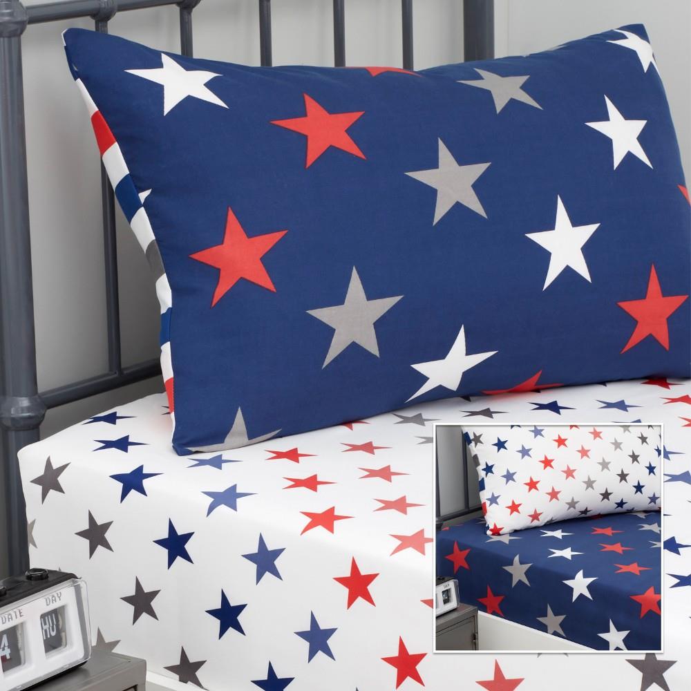 Catherine Lansfield So Soft Stripes and Stars Single Fitted Sheets Two Pack