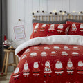 Bedlam Christmas Jolly Santa Sherpa Reverse Duvet Cover Set, Red