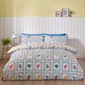 Catherine Lansfield Riviera Tiles Reversible Single Duvet Cover Set with Pillowcase Blue