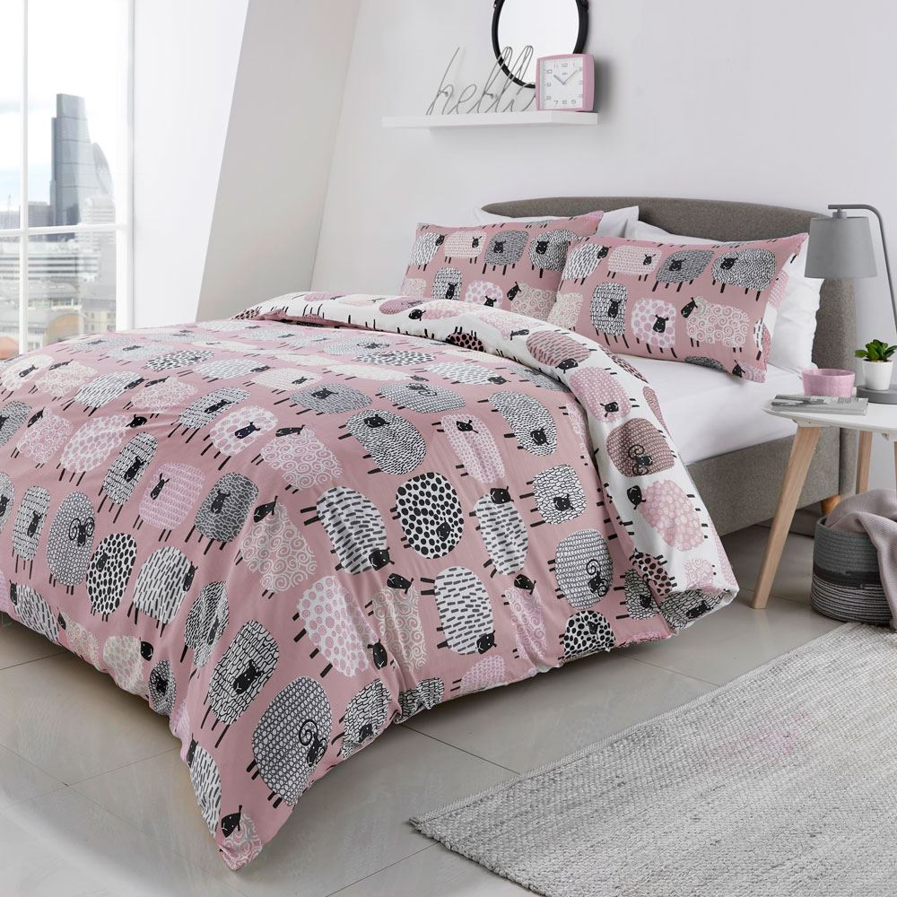 Fusion Dotty Sheep Print Reversible Duvet Cover Set