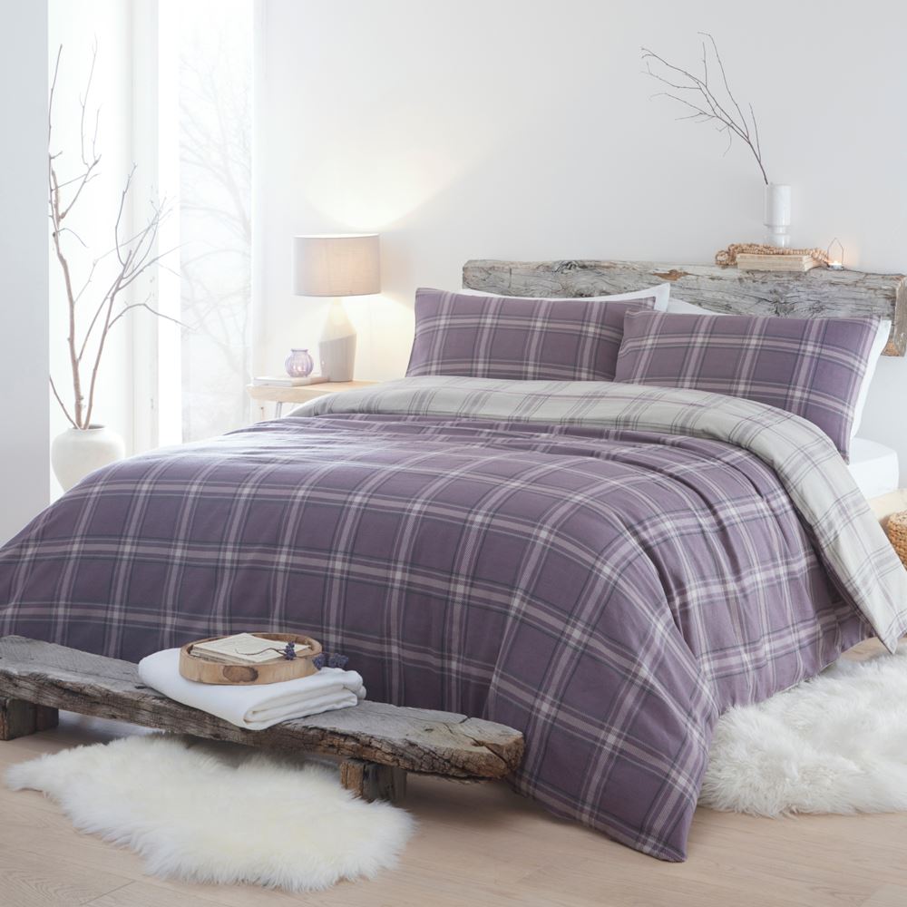 Appletree Hygge Aviemore Check 100% Brushed Cotton Duvet Cover Set