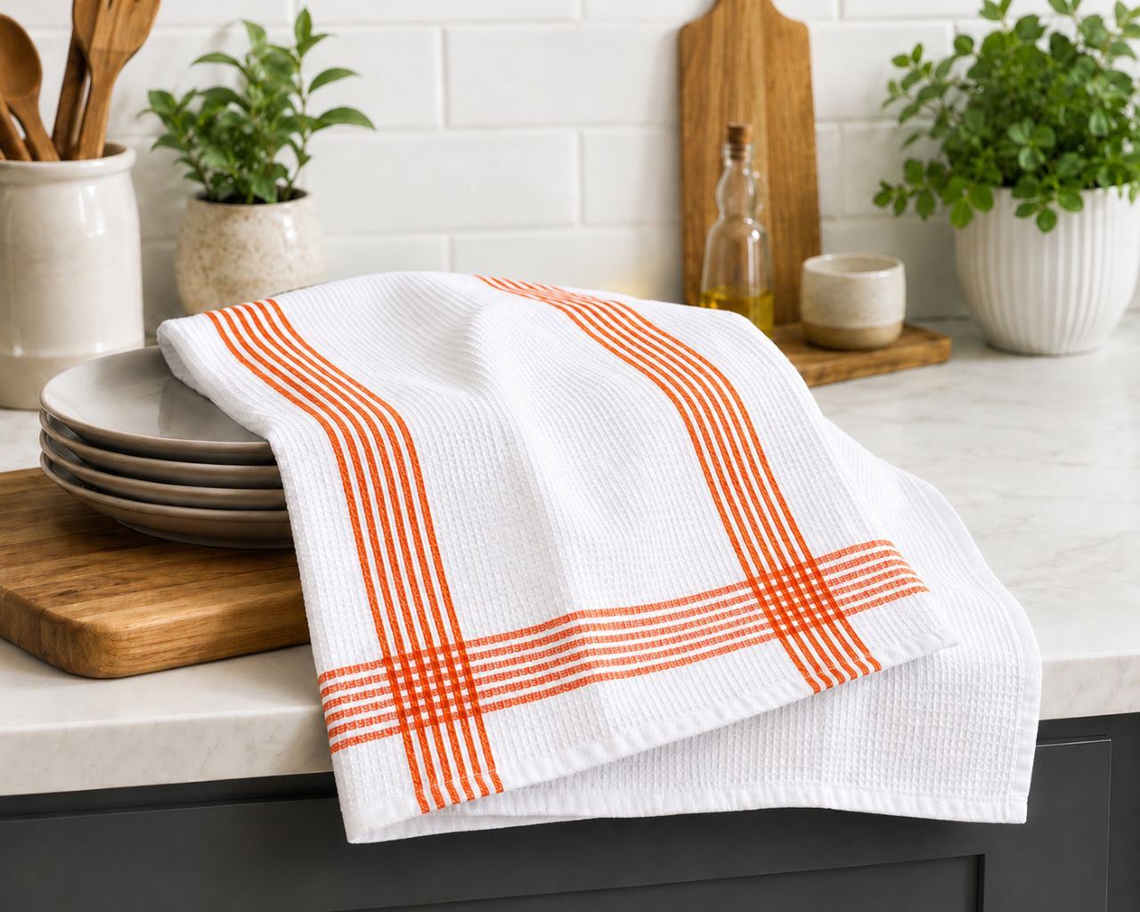 Night Zone Waffle Tea Towels 2 Pack, 100% Cotton