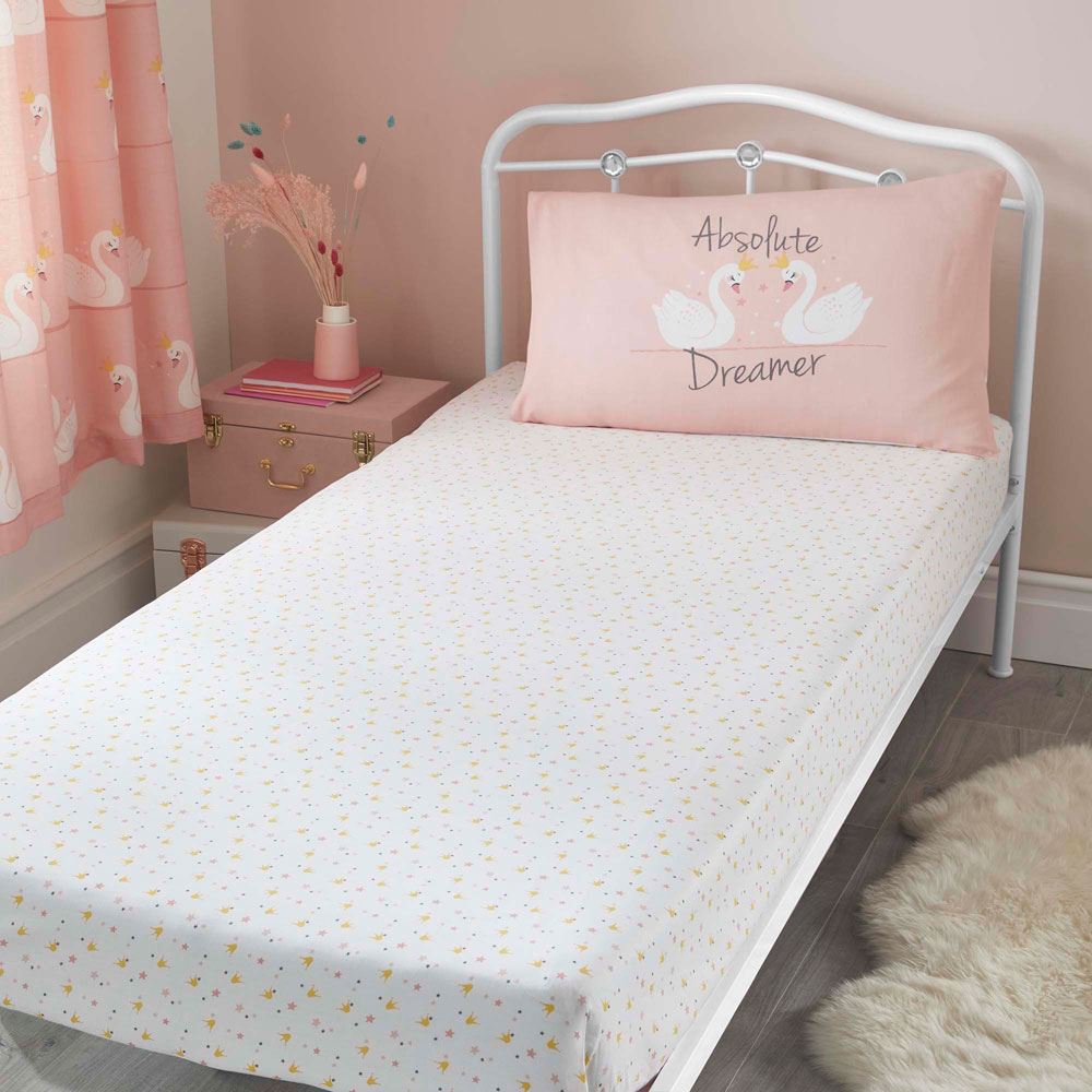 Bedlam Kids Swan Print Fitted Sheet