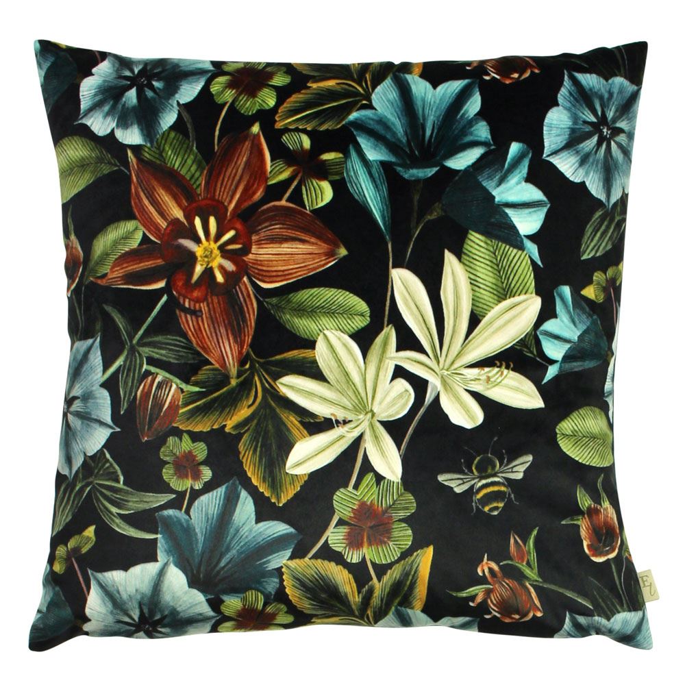 Evans Lichfield Midnight Garden Aquilegia Piped Edge Cushion Cover