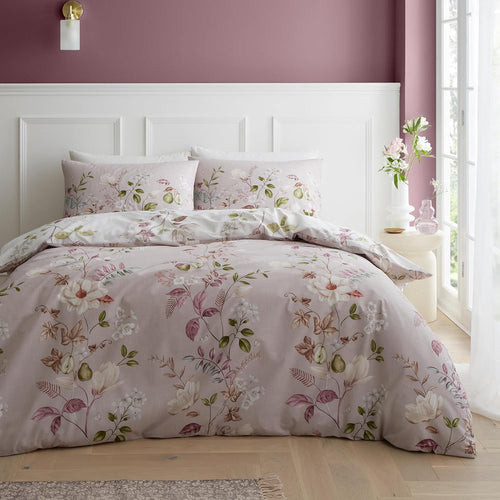 Bianca Floral Toile 100% Cotton Percale 200 Thread Count Reversible Duvet Cover Set