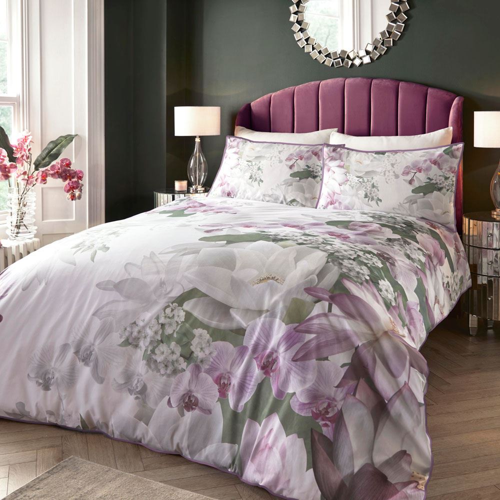 Soiree Lotus Floral Print 100% Cotton 200 Thread Count Duvet Cover Set