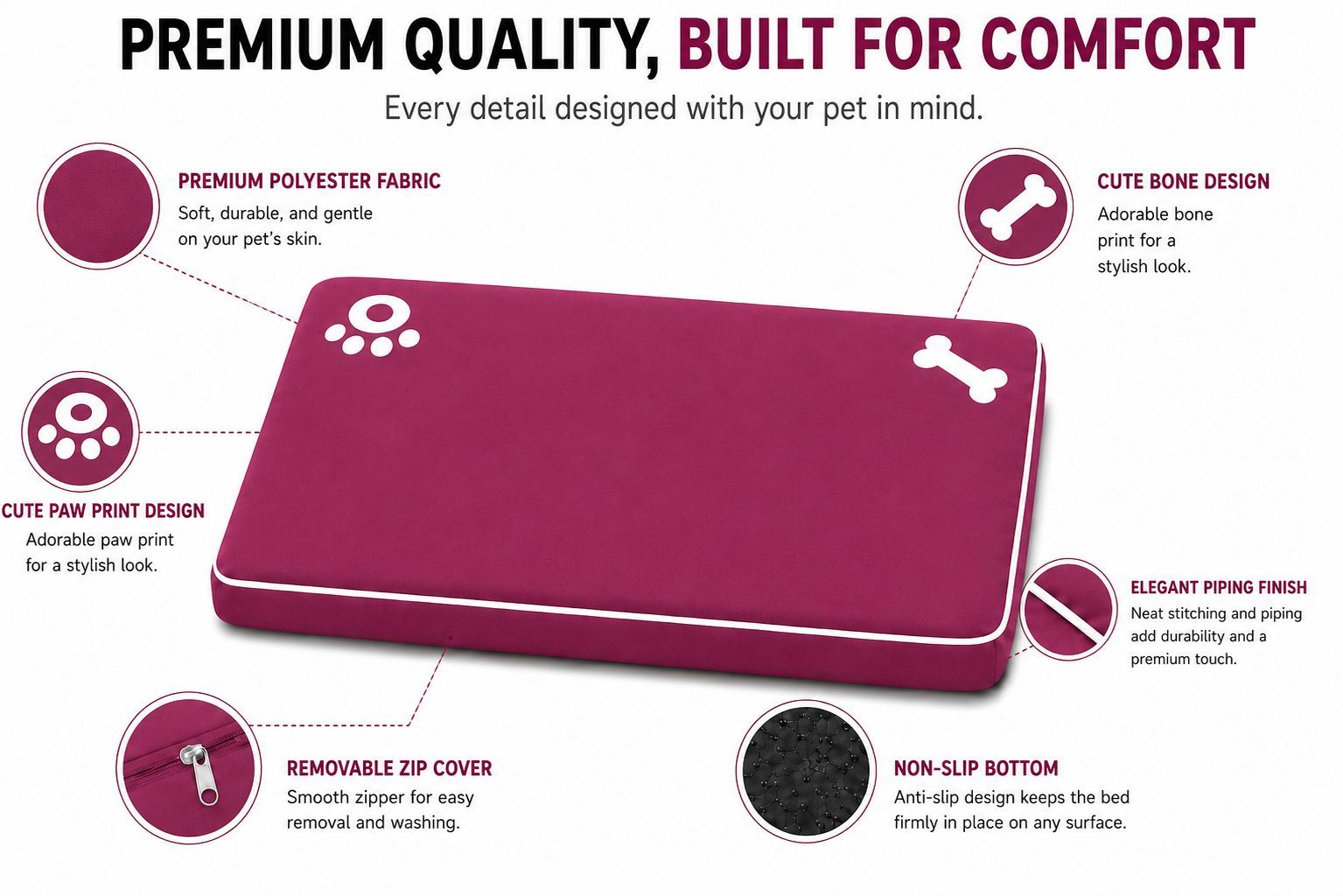 Night Zone Super Soft Bone & Paw Pet Bed Mat