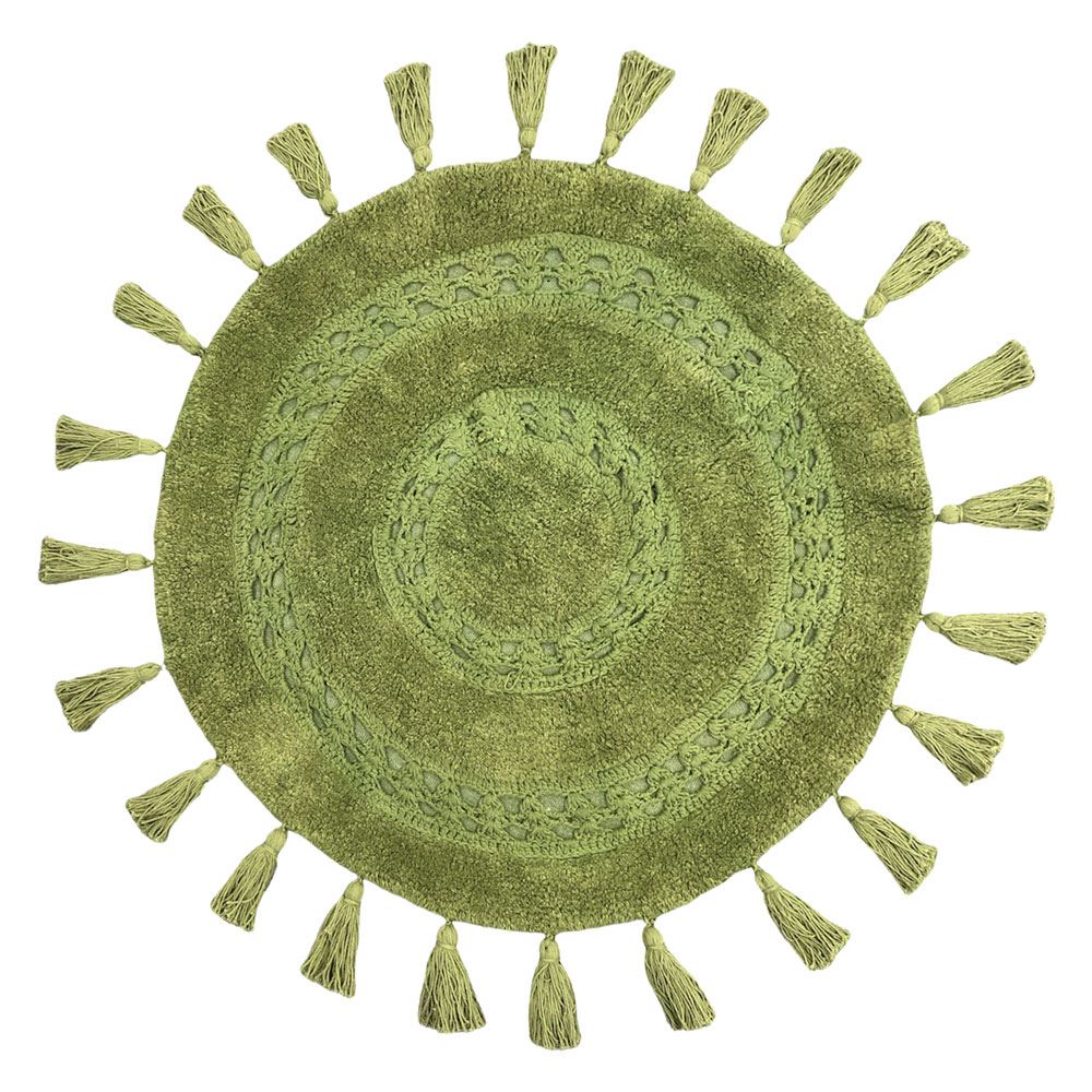 The Linen Yard Circle Mandala Woven Tassel 100% Cotton Bath Mat