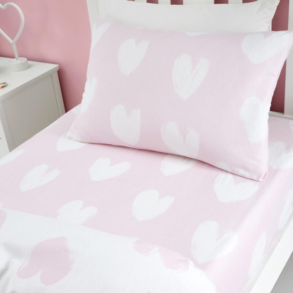 Catherine Lansfield Brushed Cotton Hearts Single Fitted Sheet