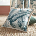 Fusion Cadiz Leaf Print 100% Cotton Fringed Filled Cushion