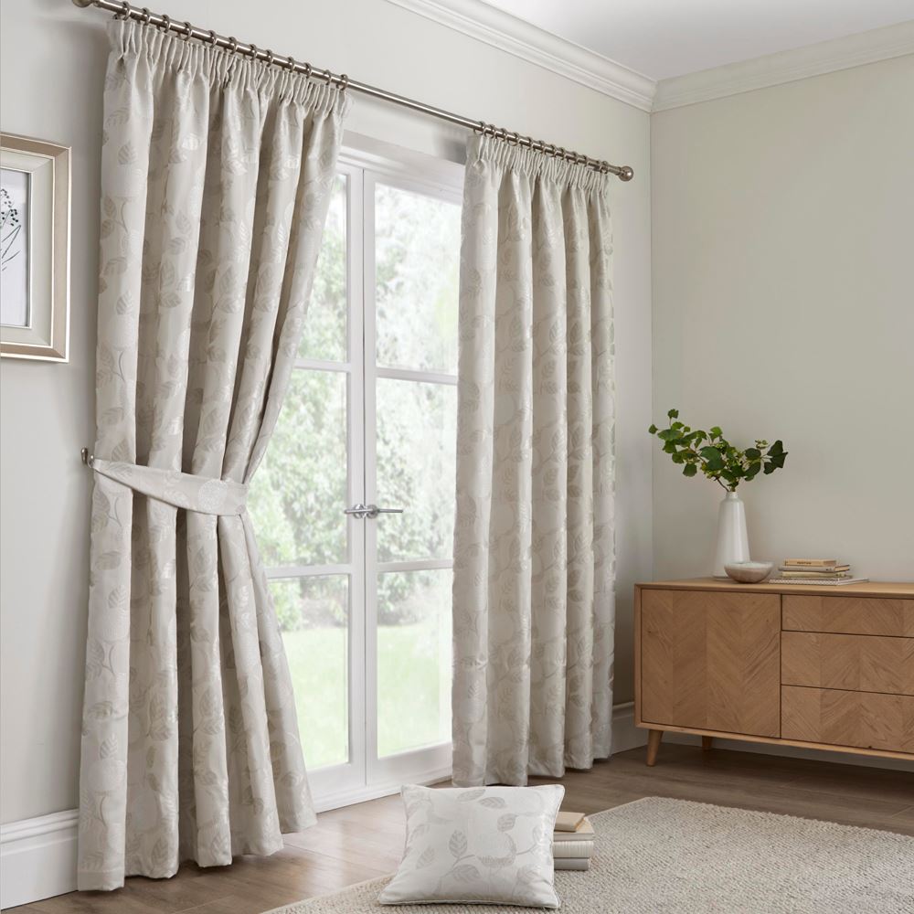 Curtina Bramford Floral Woven Jacquard Lined Pencil Pleat Curtains