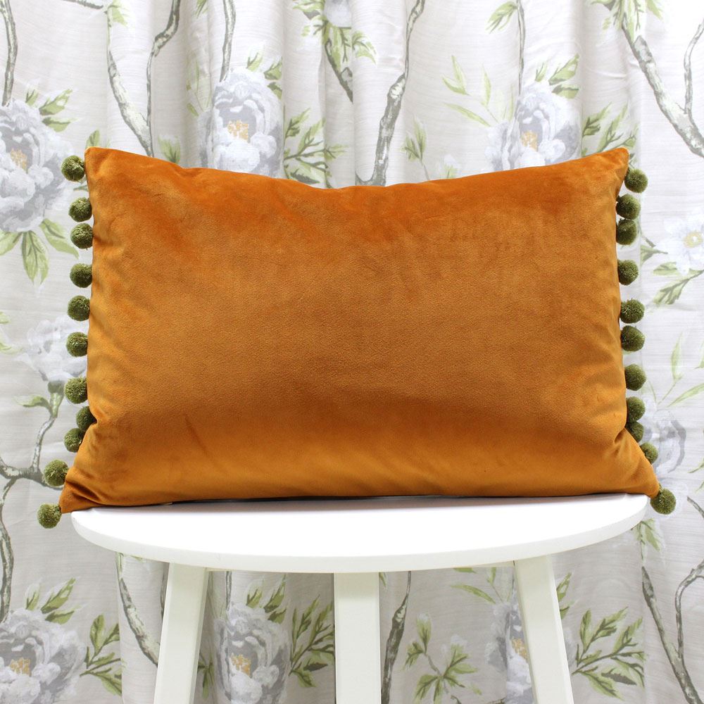 Riva Paoletti Fiesta Velvet Pom Pom Fringe Cushion Cover