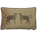 Evans Lichfield Savannah Leopards Faux Velvet Piped Edge Cushion Cover, Biscuit, 30 x 50 Cm