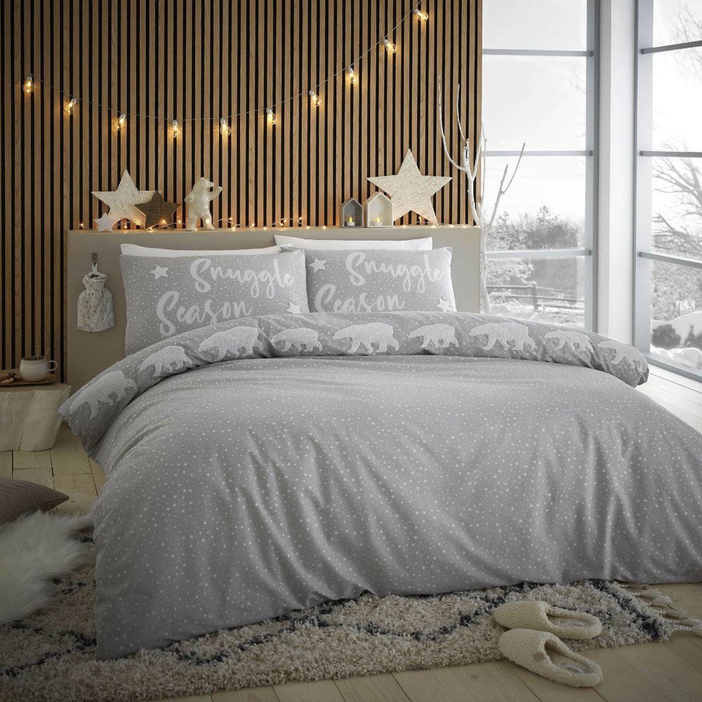 Catherine Lansfield Snuggle Polar Bears Reversible Easy Care Duvet Cover Set