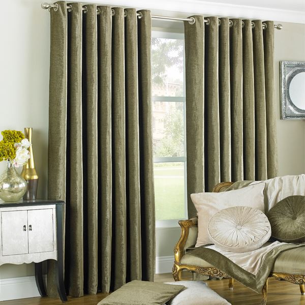 Paoletti Wellesley Chenille Velvet Woven Lined Eyelet Curtains