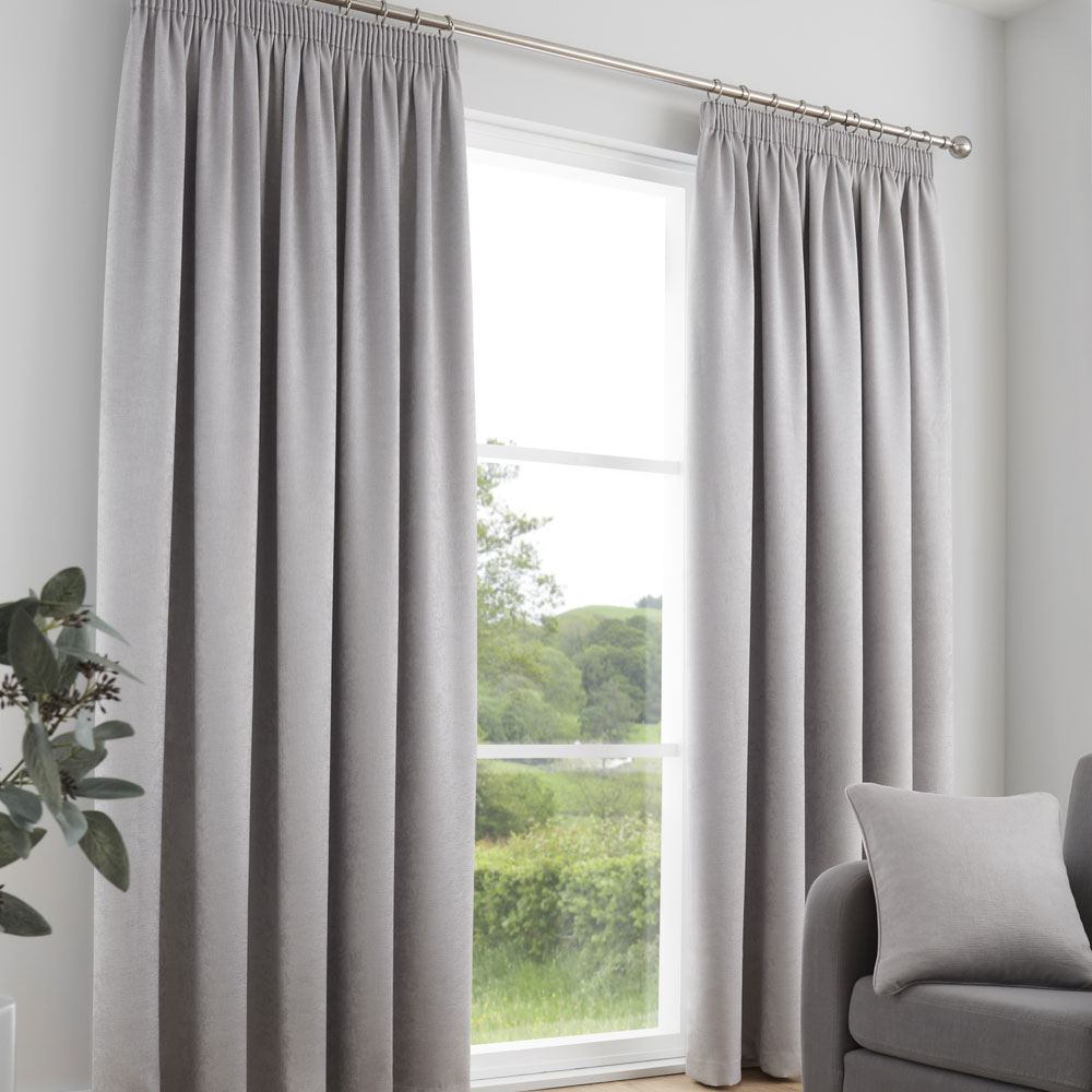 Fusion Galaxy Plain Dyed Triple Woven Thermal Pencil Pleat Lined Curtains
