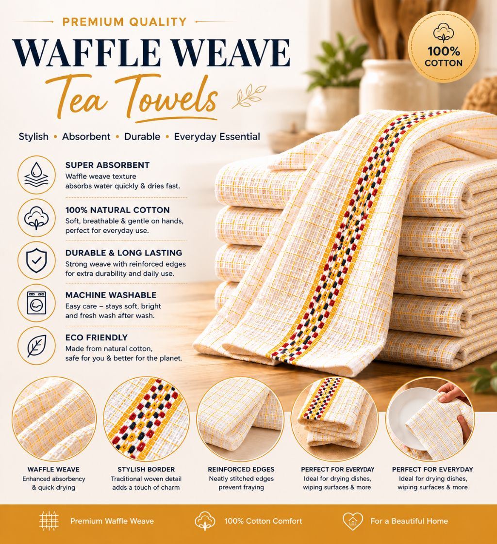 Night Zone Pack of 2 Hawai Tea Towels 100% Cotton