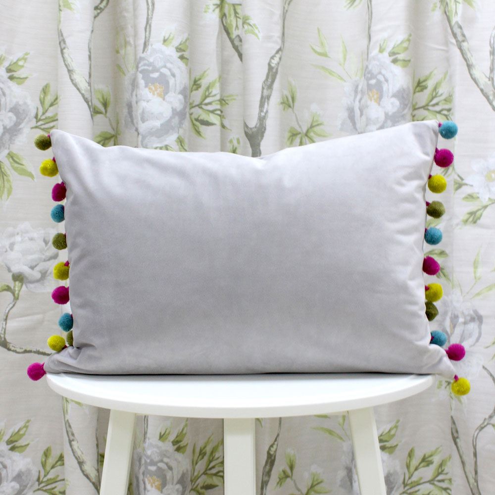 Riva Paoletti Fiesta Velvet Pom Pom Fringe Cushion Cover