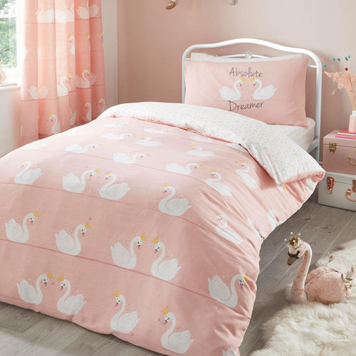 Bedlam Kids Swan Print Reversible Duvet Cover Set