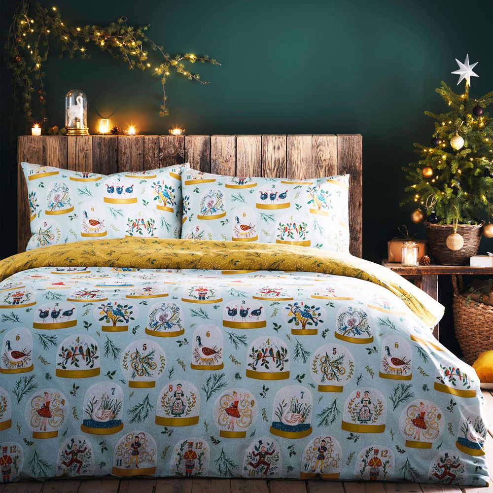 Furn 12 Days Of Christmas Seasonal Reversible Duvet Cover Set