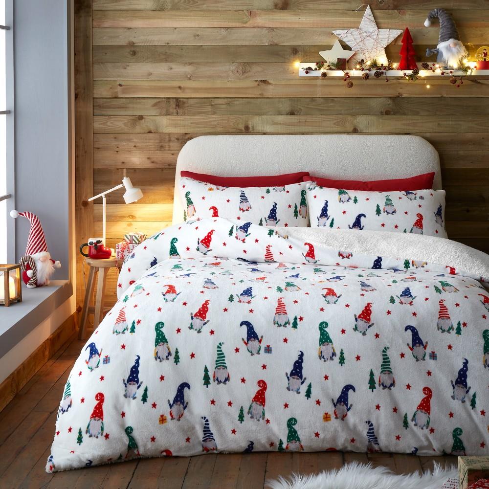 Fusion Christmas Festive Gonks Teddy Fleece Duvet Cover Set