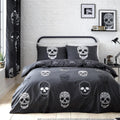 Catherine Lansfield Skulls Reversible Double Duvet Cover Set with Pillowcases Grey