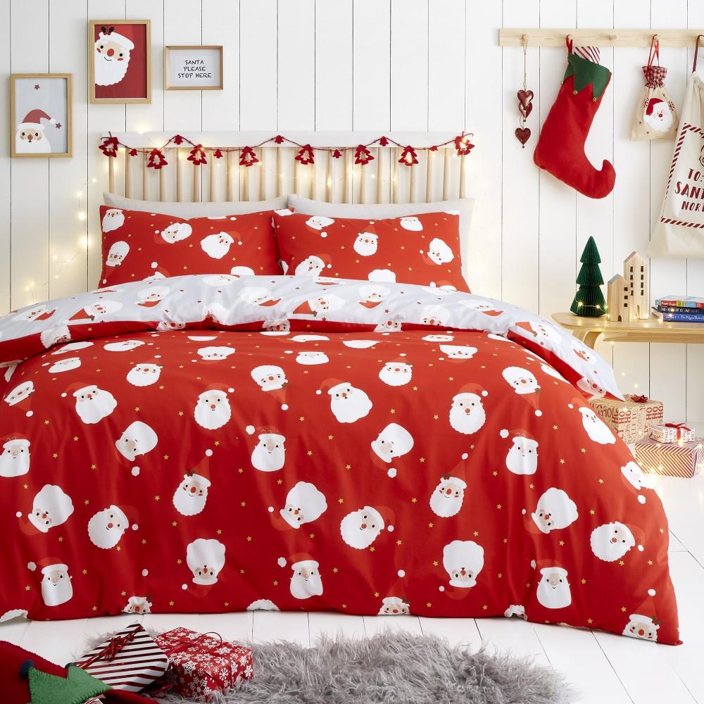Fusion Christmas Happy Santa Easy Care Reversible Duvet Cover Set