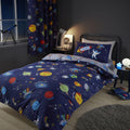 Catherine Lansfield Lost In Space Reversible Junior Duvet Cover Set with Pillowcase Navy Blue