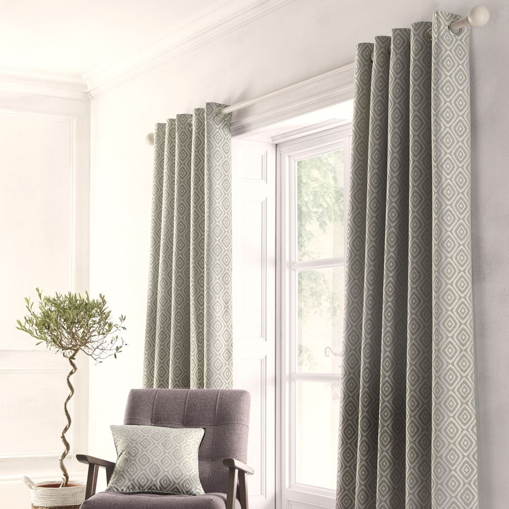 Appletree Loft Asha Geometric Diamond Jacquard Eyelet Lined Curtains